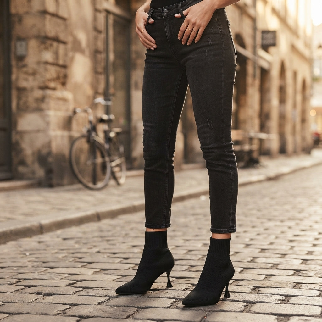 Freya | Effortless Knit Heeled Sock Ankle Boots for Women