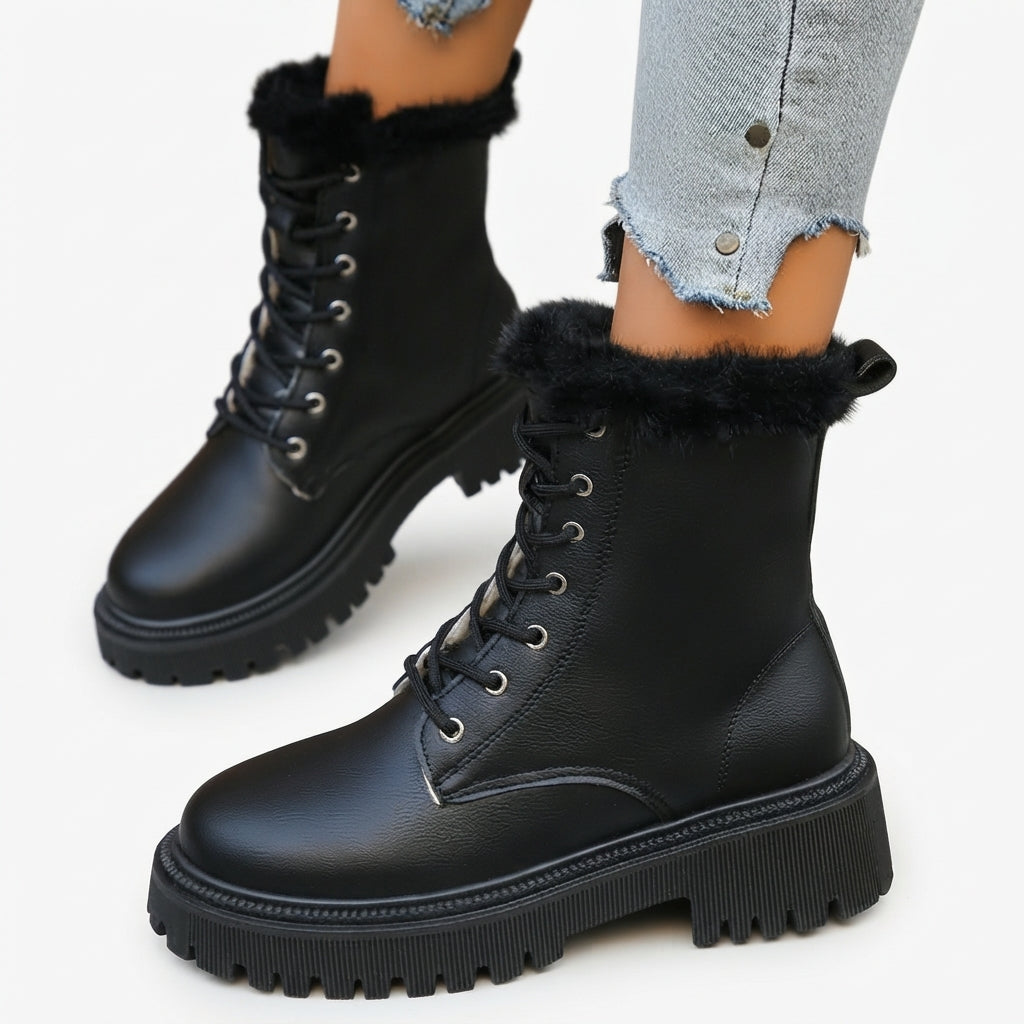 Genevieve | Cozy Fur-Lined Platform Ankle Boots for Women