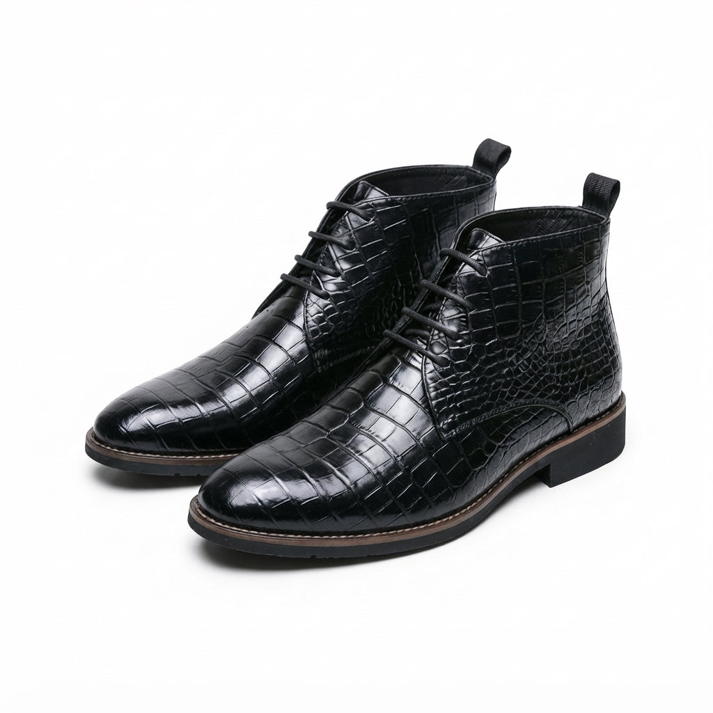Aurelius | Refined Croc-Embossed Leather Chukka Boots for Men