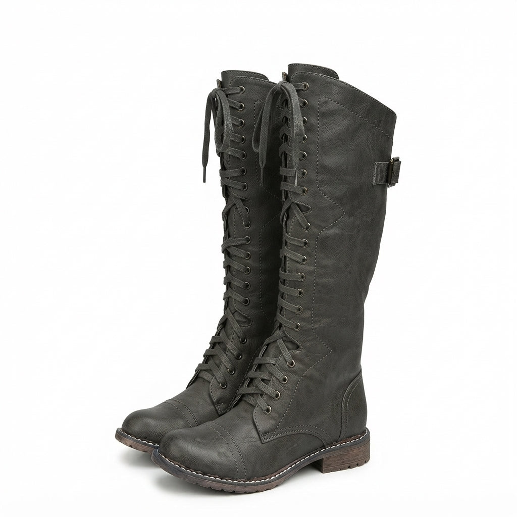 Georgina | Timeless Flat Lace-Up Knee High Boots for Women