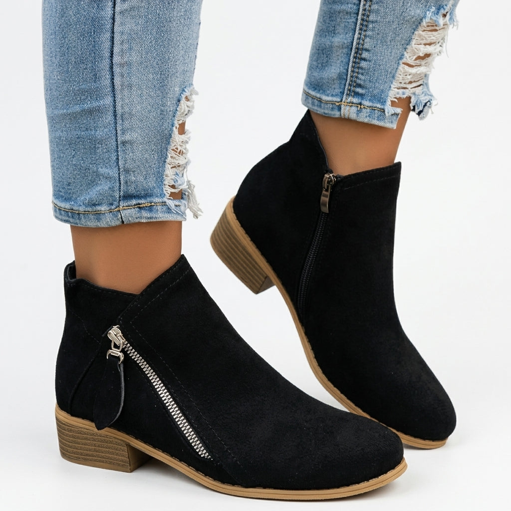 Harper | Casual Zip-Up Heeled Ankle Boots for Women