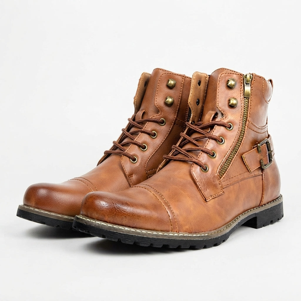 Axel | Durable Lace-Up Biker Ankle Boots for Men
