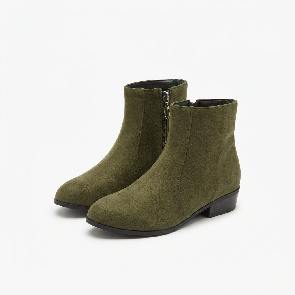 Octavia | Classic Suede-Look Heeled Ankle Boots for Women