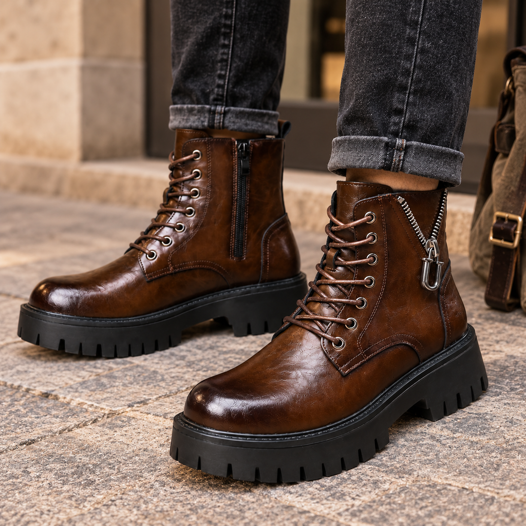 Callan | Bold Chunky Leather Combat Boots for Men