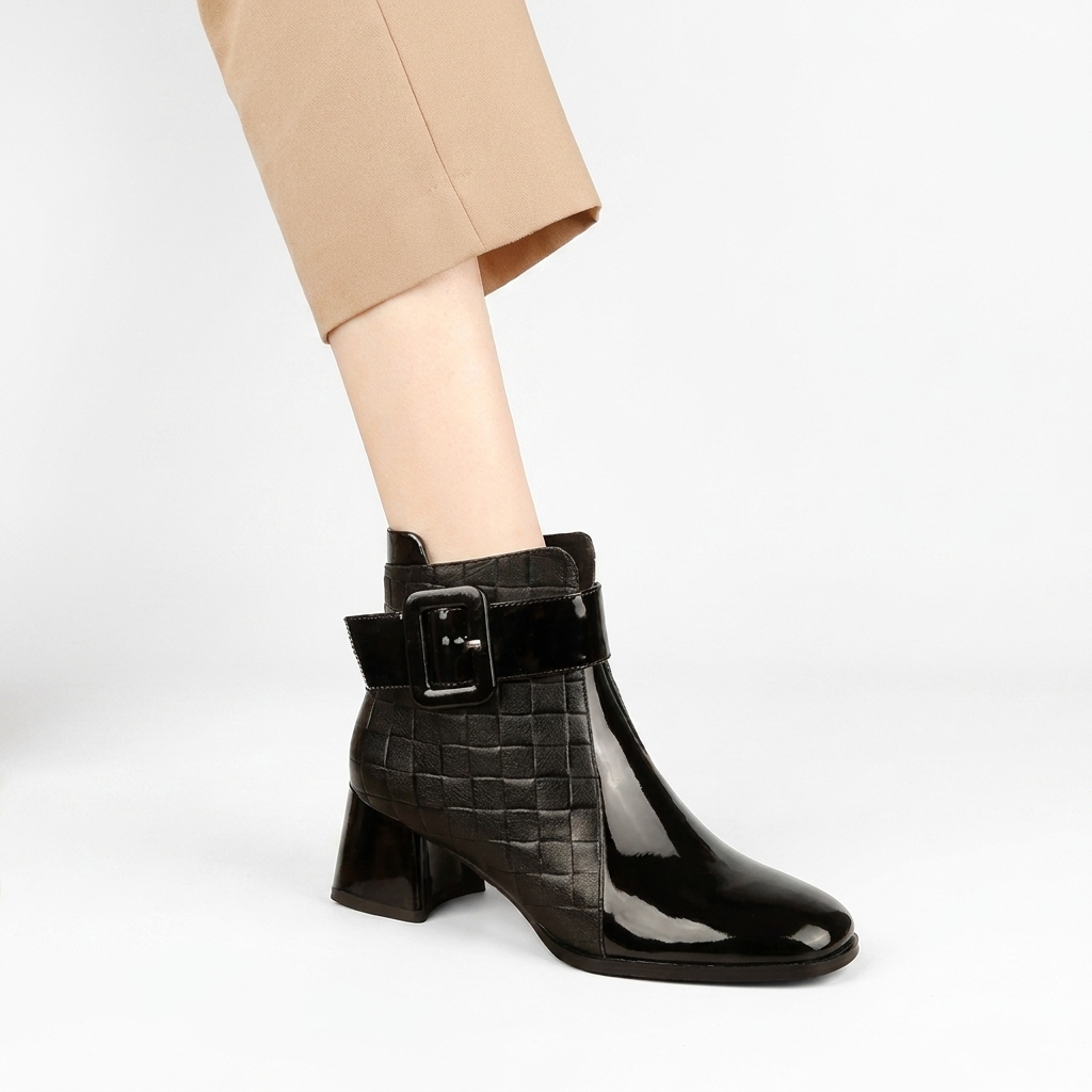 Beatrice | Stylish Buckle Block Heel Ankle Boots for Women