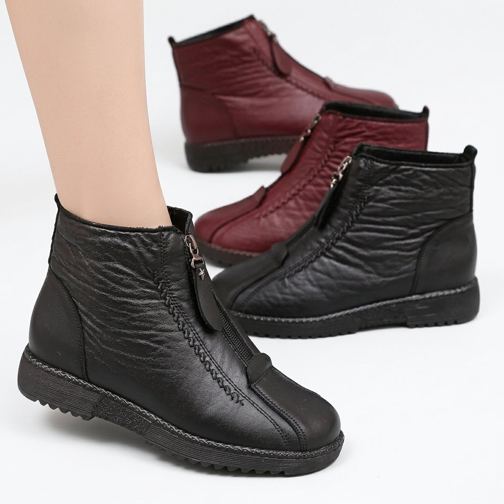 Isla | Cozy Leather Winter Ankle Boots for Women