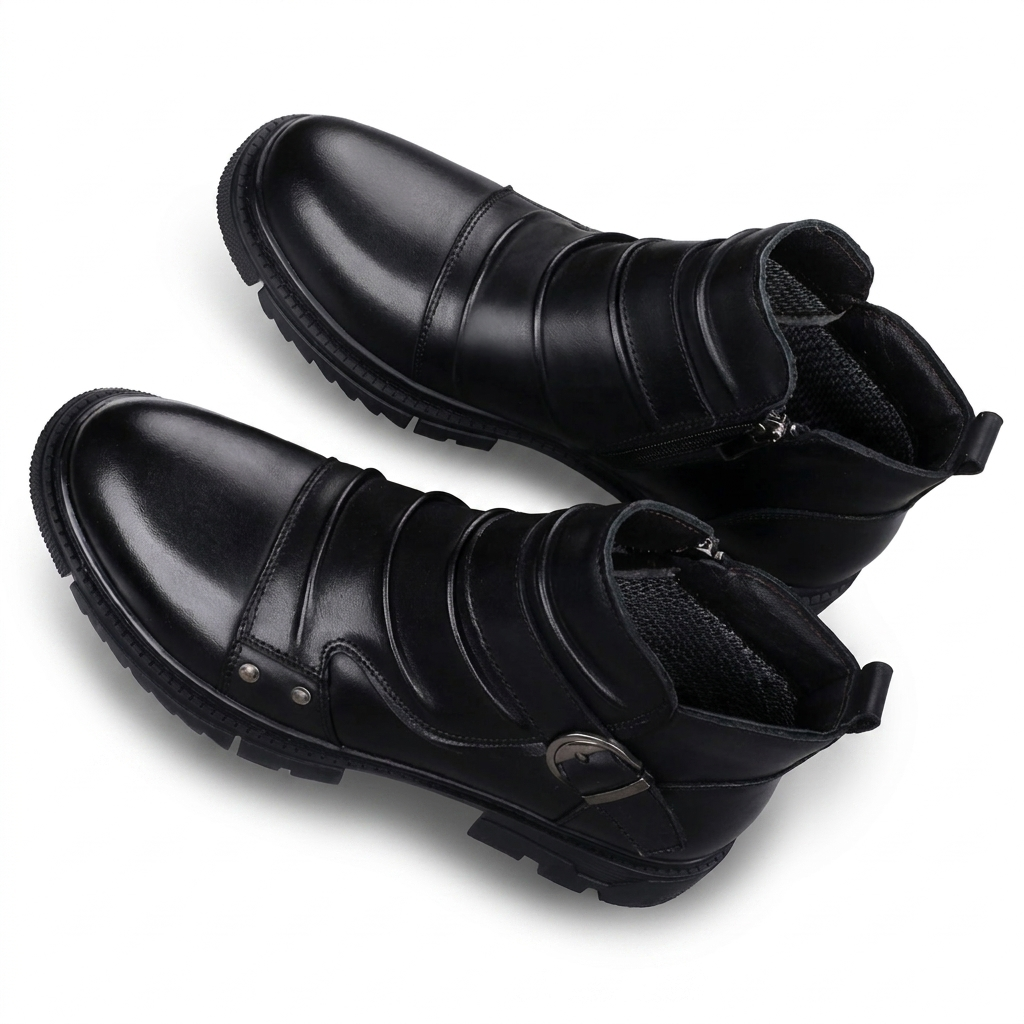 Kellan | Rugged Buckle Strap Leather Chelsea Boots