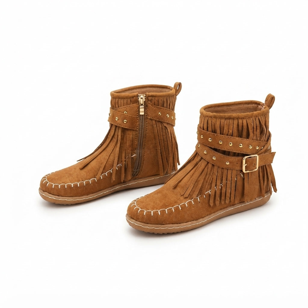 Isla | Relaxed Suede Fringe Ankle Boots for Women