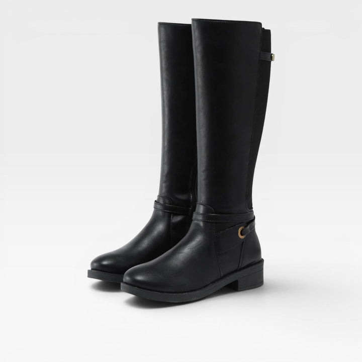 Nerissa | Polished Knee High Leather Boots Wide Fit