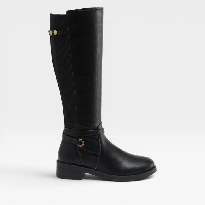 Nerissa | Polished Knee High Leather Boots Wide Fit