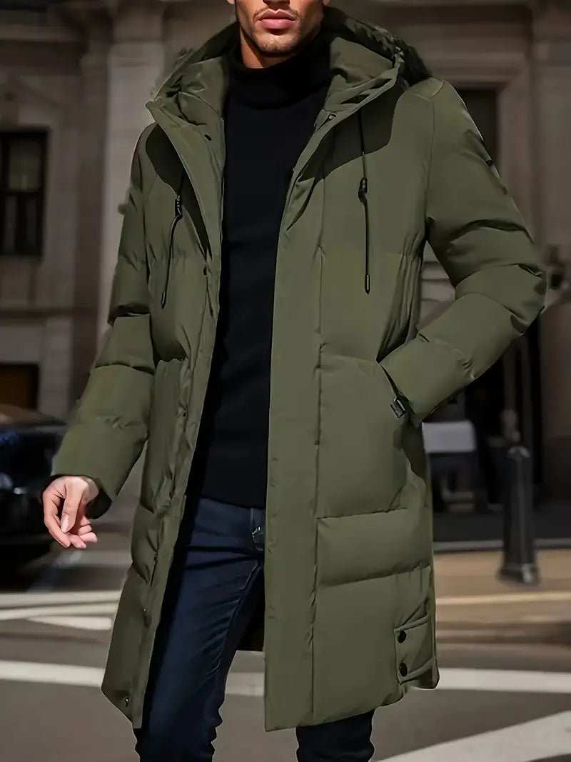 Warrick | Premium Long Hooded Puffer Jacket for Men