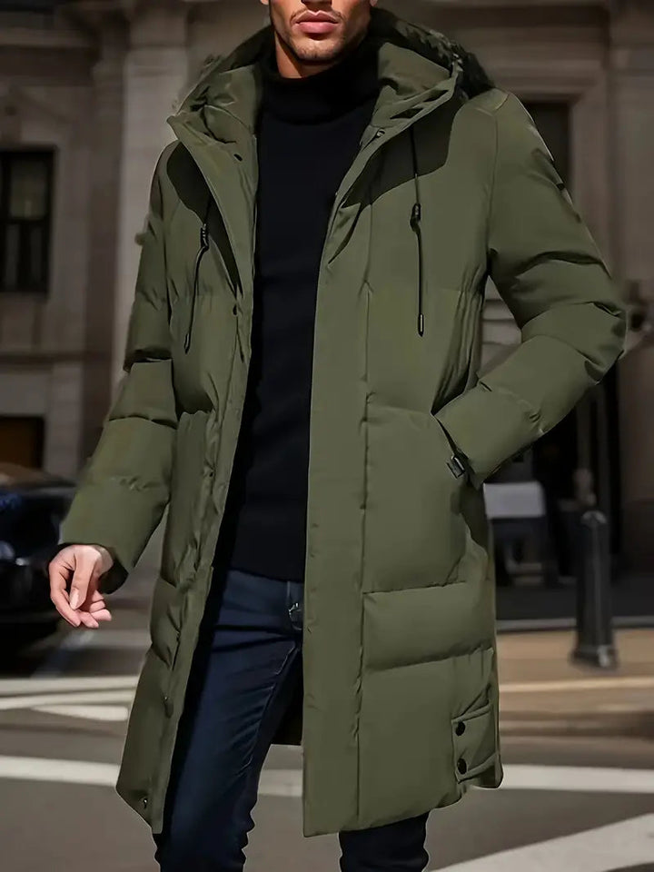 Warrick | Premium Long Hooded Puffer Jacket for Men