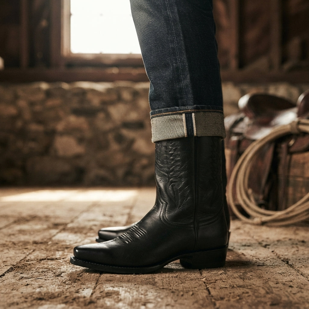 Pryor | Vintage Heeled Leather Cowboy Boots for Men