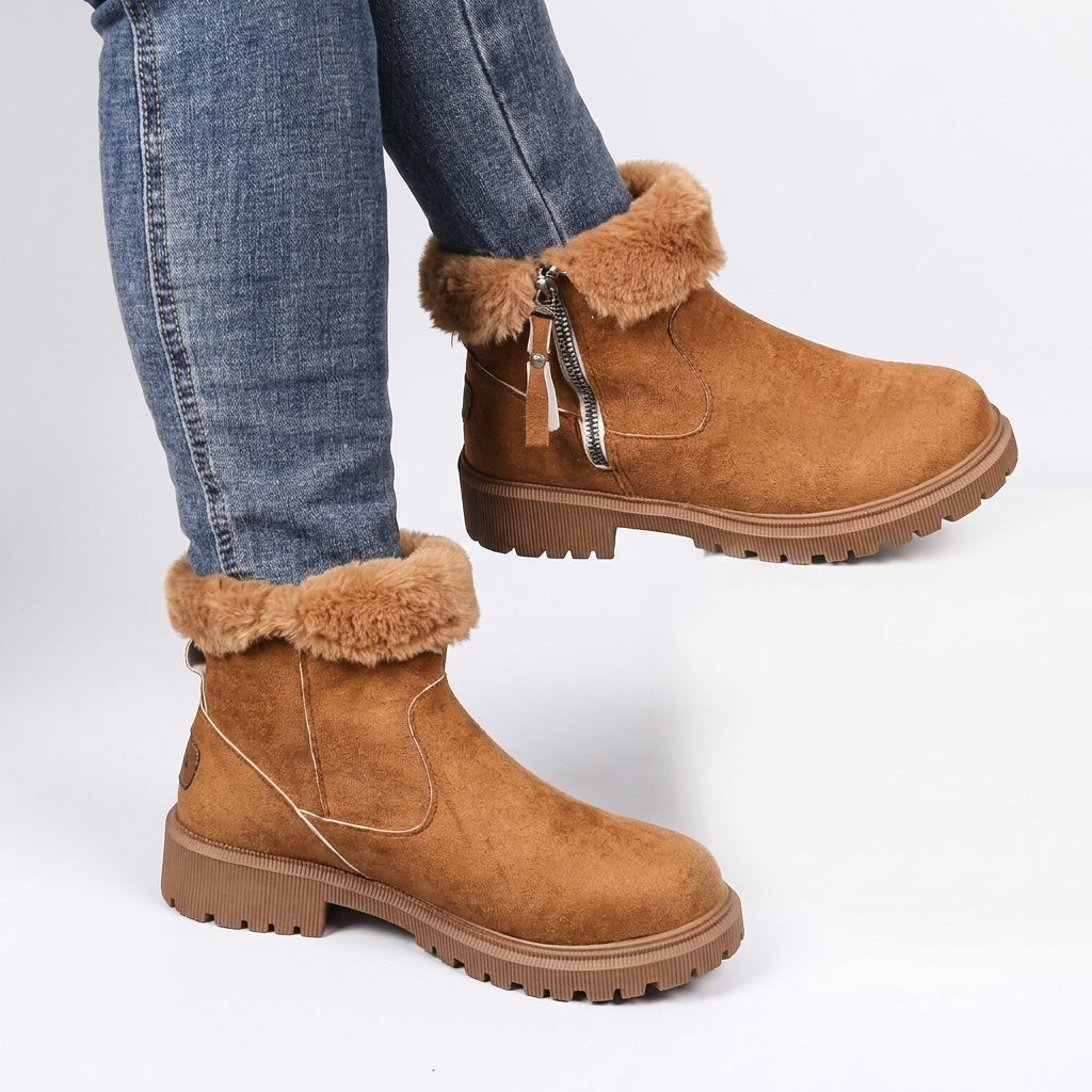 Hattie | Cozy Faux Fur Cuff Suede Ankle Boots