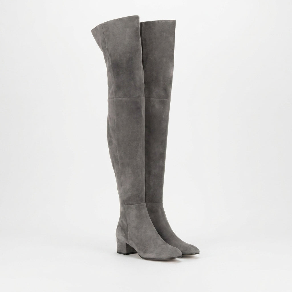 Marcella | Refined Suede Over The Knee Block Heel Boots for Women
