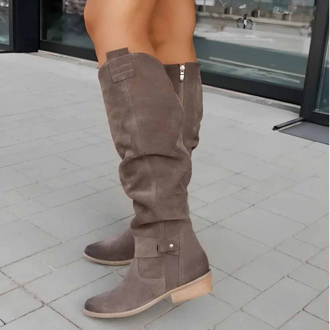Odile | Sleek Suede Knee-High Block Heel Boots