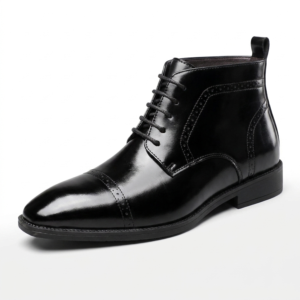 Stanley | Elegant Cap Toe Lace-Up Ankle Boots for Men