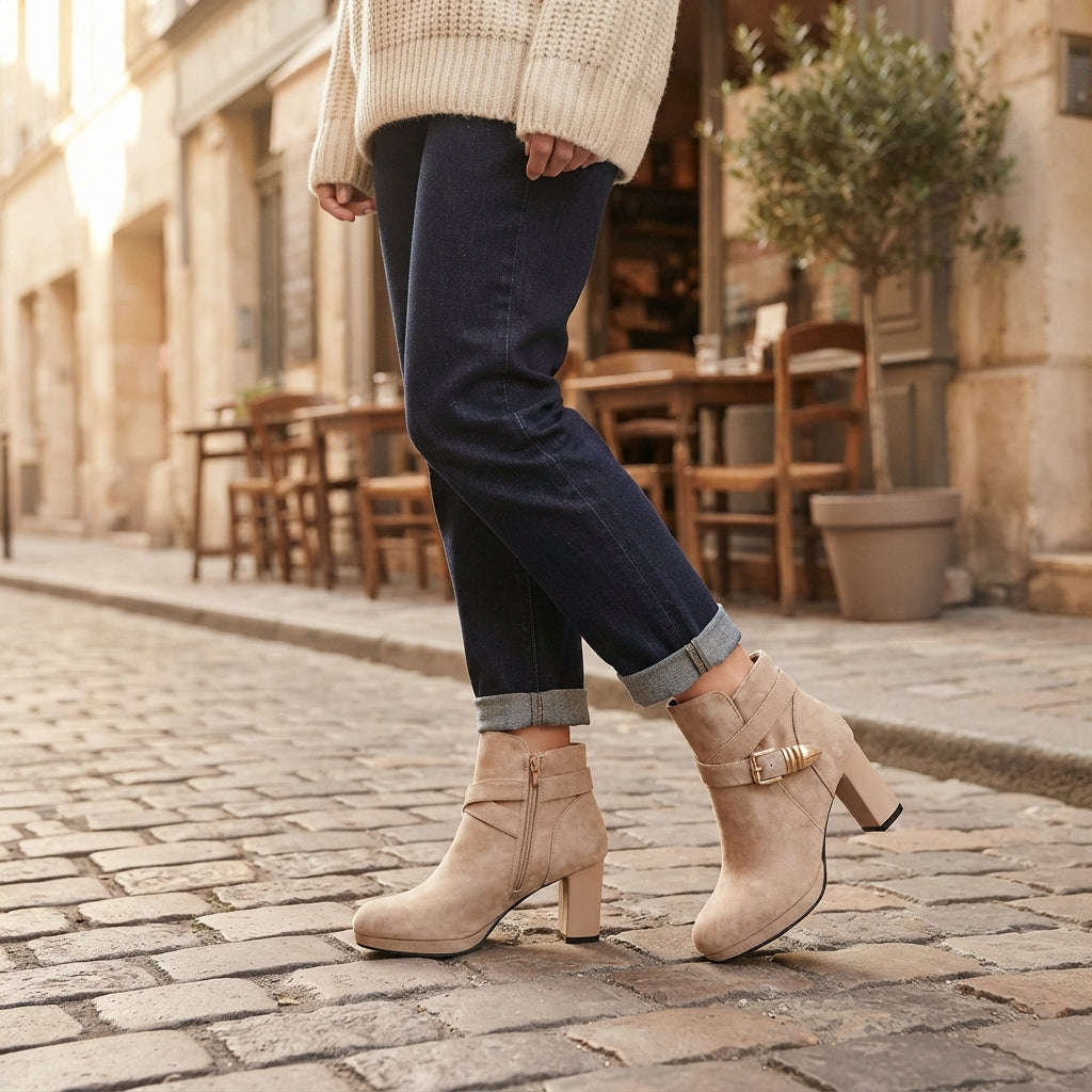 Marcella | Elegant Suede Heeled Ankle Boots for Women