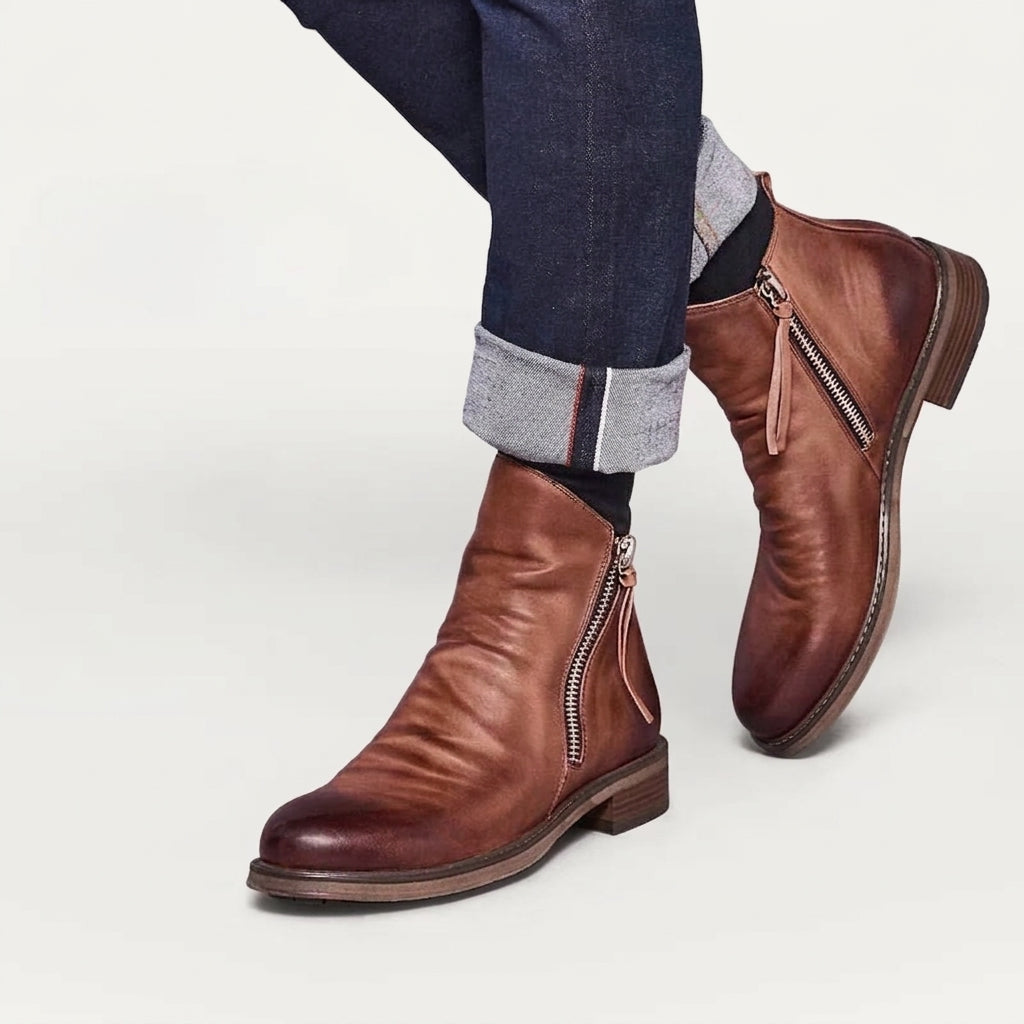 Lorenzo | Relaxed Slouch Leather Ankle Boots for Men