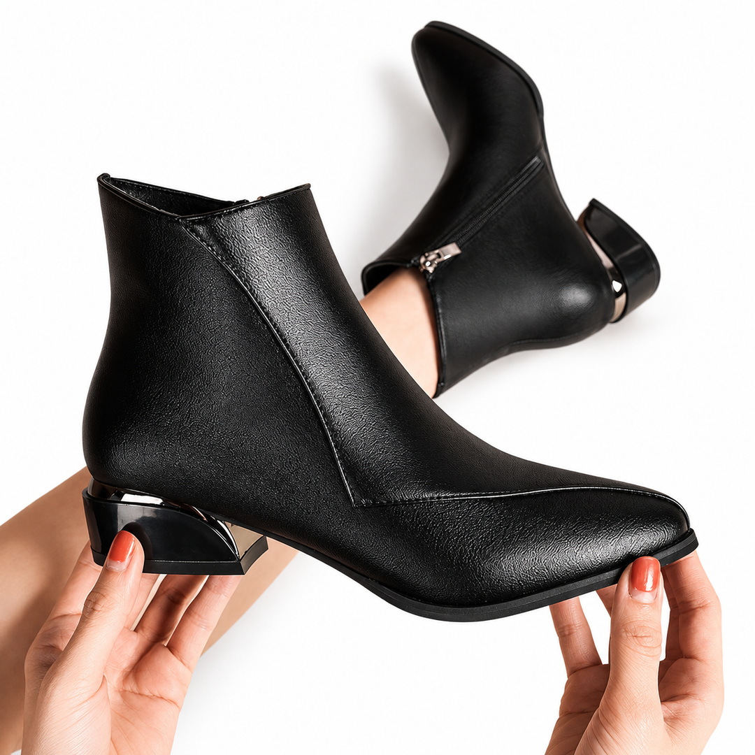 Florentina | Sleek Pointed Toe Heeled Ankle Boots