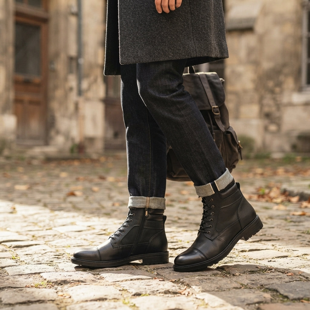 Conan | Sturdy Leather Lace-Up Combat Boots for Men