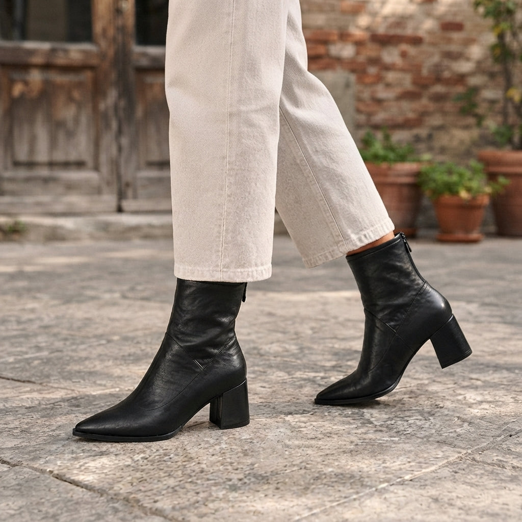 Beatrix | Timeless Pointed Toe Block Heel Ankle Boots for Women
