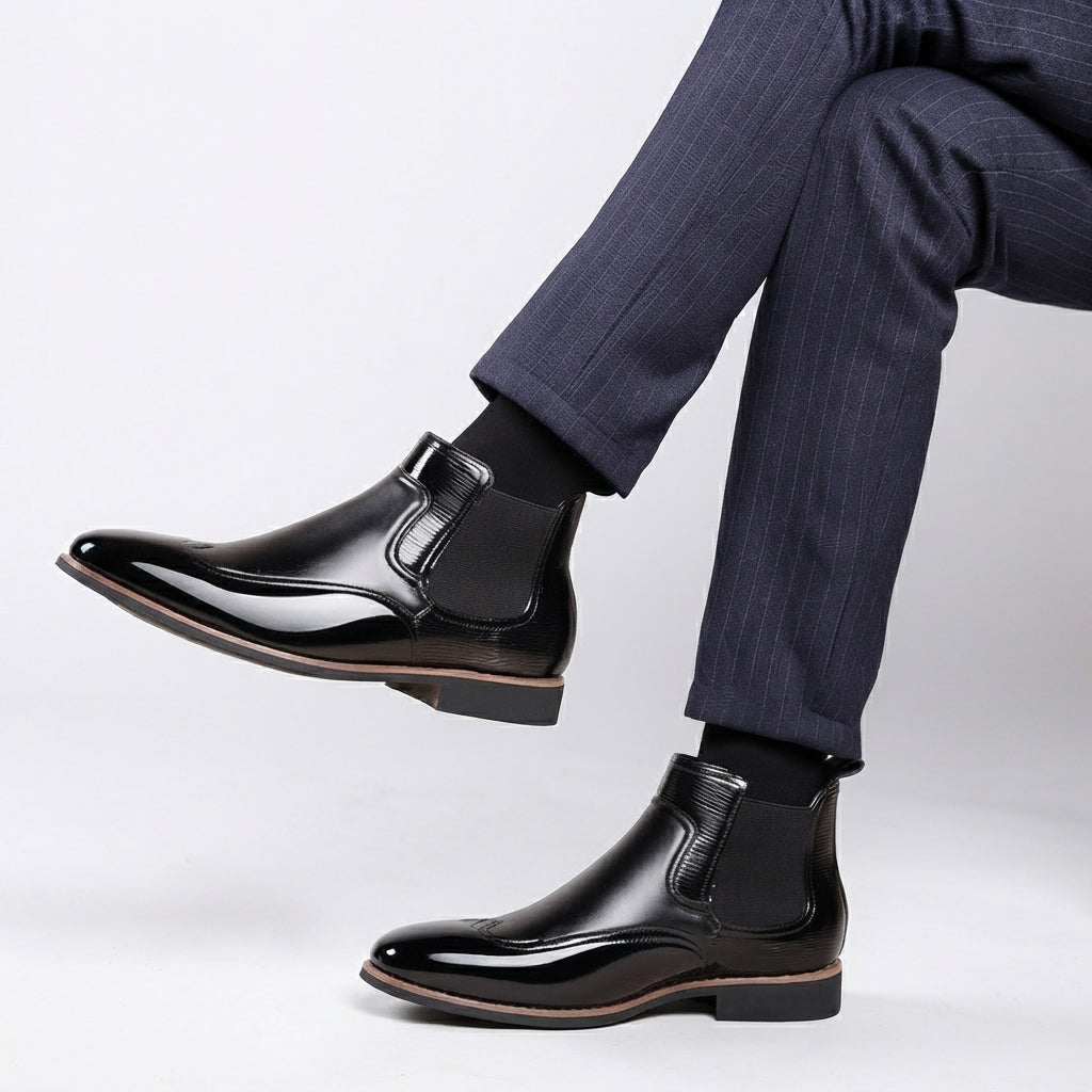 Harvey | Classic Wingtip Leather Chelsea Boots for Men