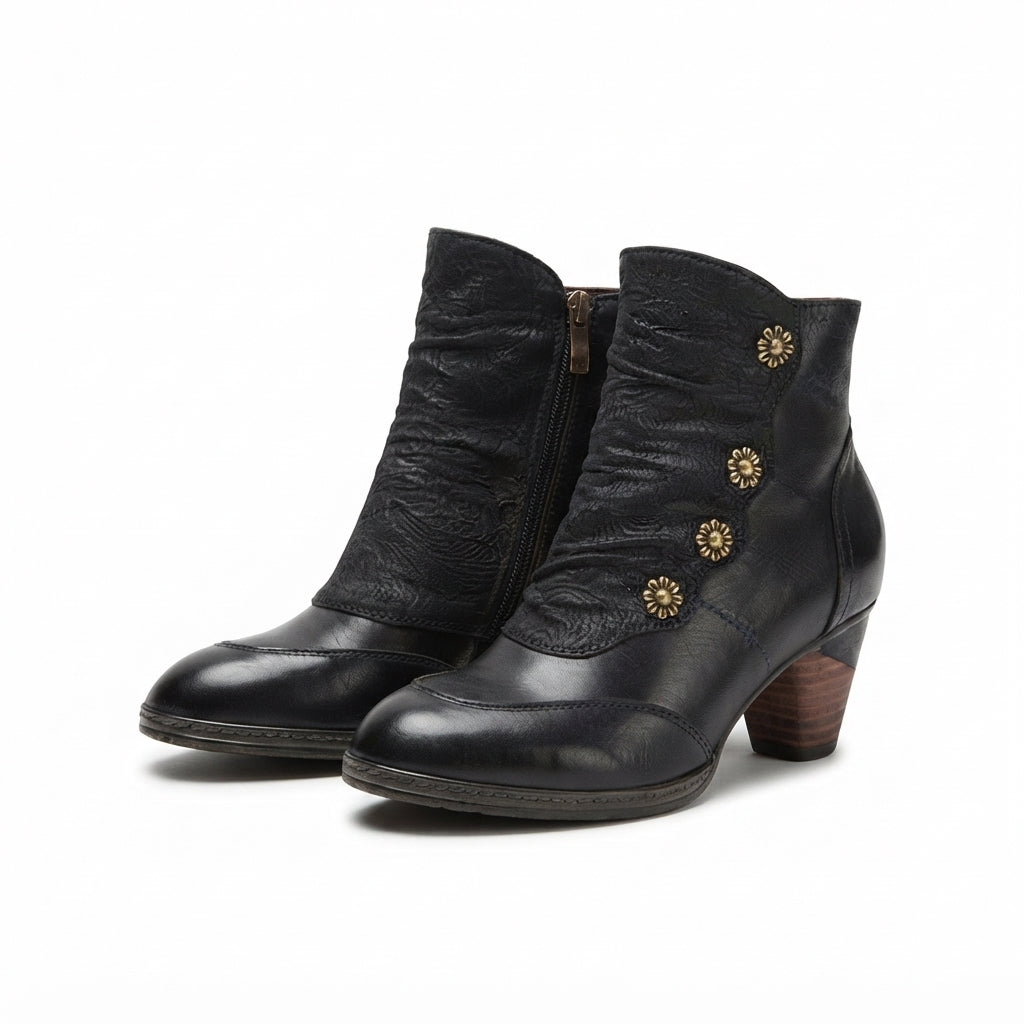 Seraphina | Refined Leather Heeled Ankle Boots for Women