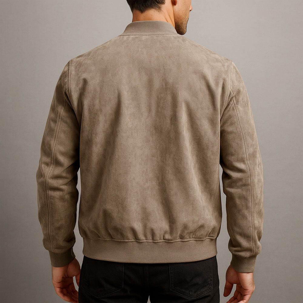 Holt | Sleek Faux Suede Bomber Jacket for Men's Casual Outerwear
