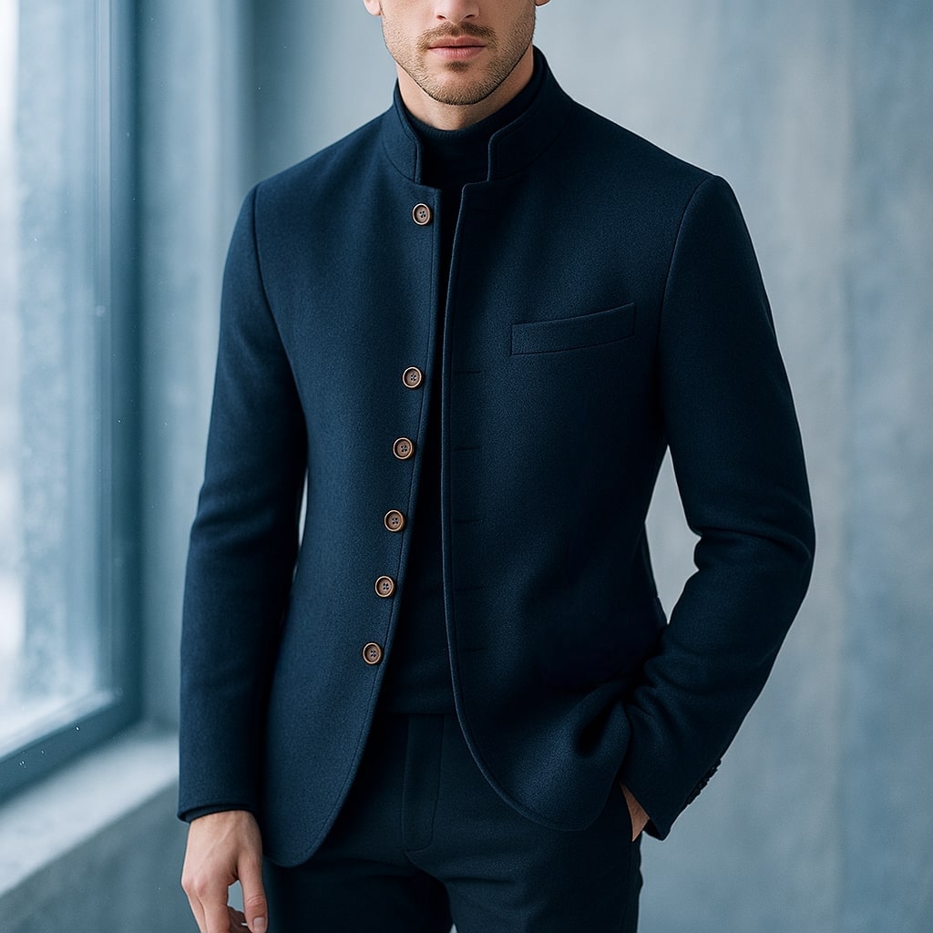 Garrett | Refined Wool Jacket, Stand Collar for Men's Tailored Outerwear