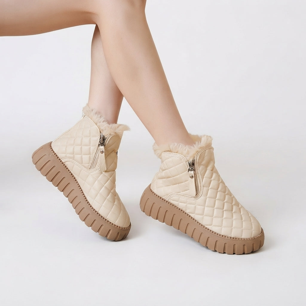 Phoebe | Warm Quilted Platform Winter Ankle Boots