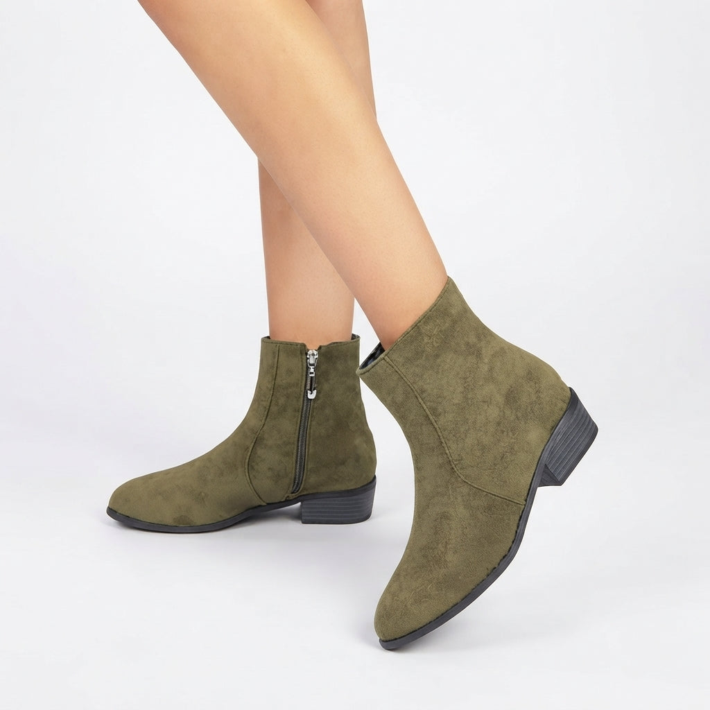 Octavia | Classic Suede-Look Heeled Ankle Boots for Women