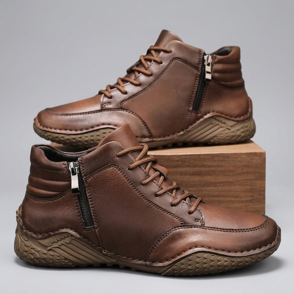 Kellan | Comfortable Leather Lace-Up Ankle Boots for Men