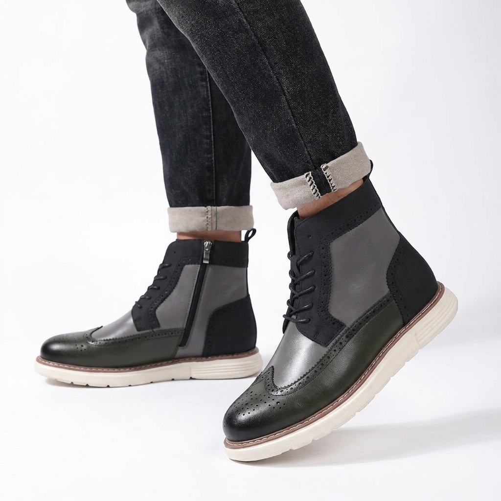 Corwin | Sharp Brogue Lace-Up Leather Ankle Boots