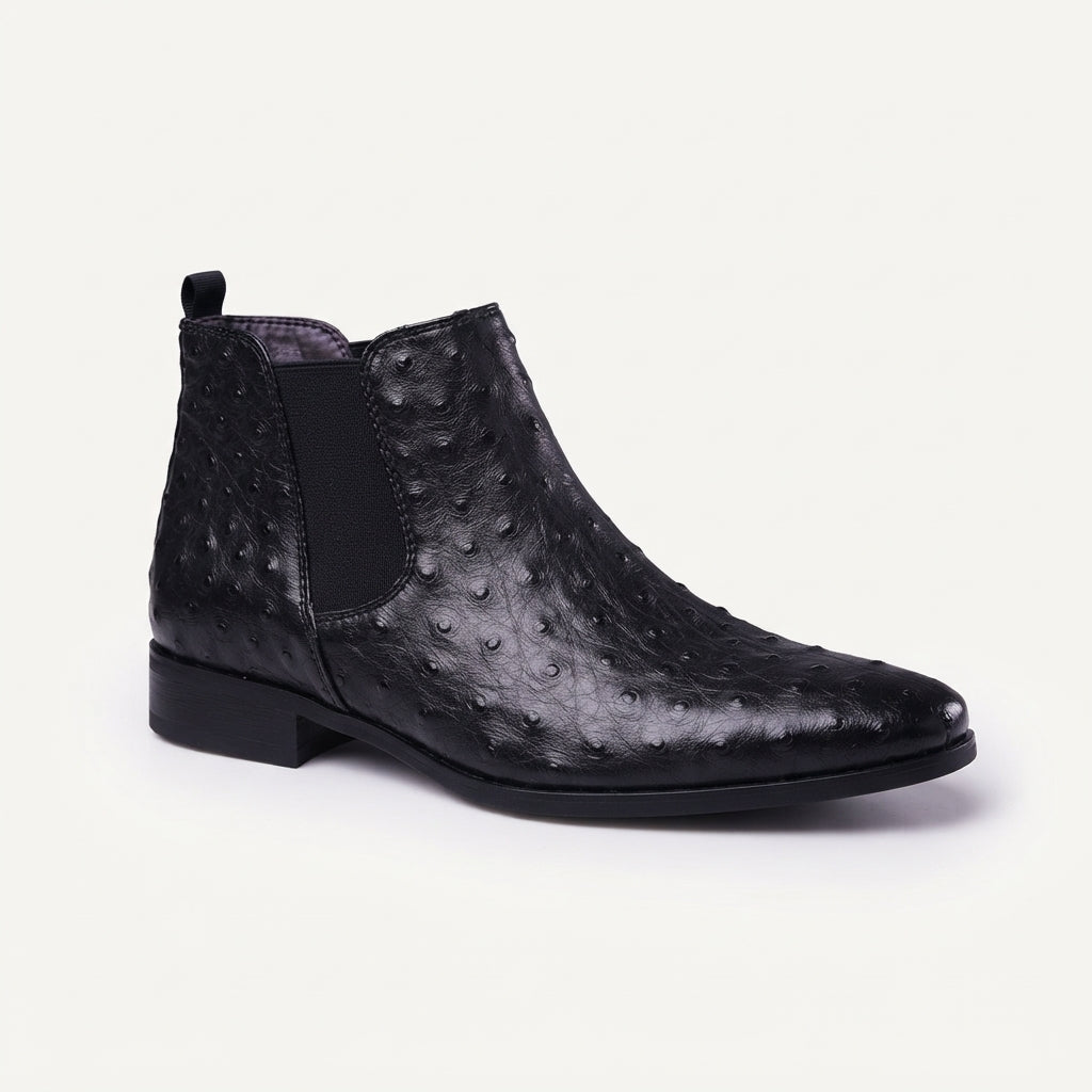 Radcliffe | Polished Ostrich-Embossed Chelsea Boots for Men