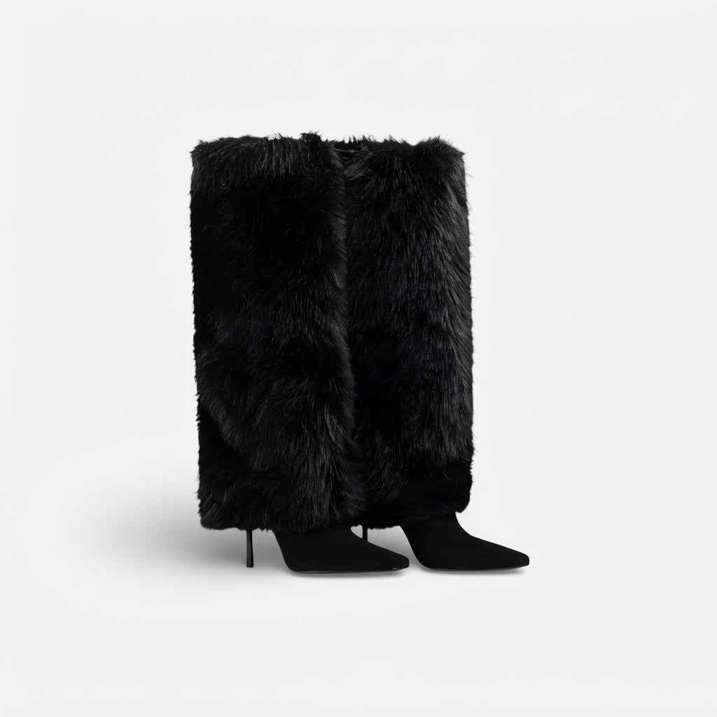 Marcella | Bold Faux Fur Stiletto Knee High Boots for Women