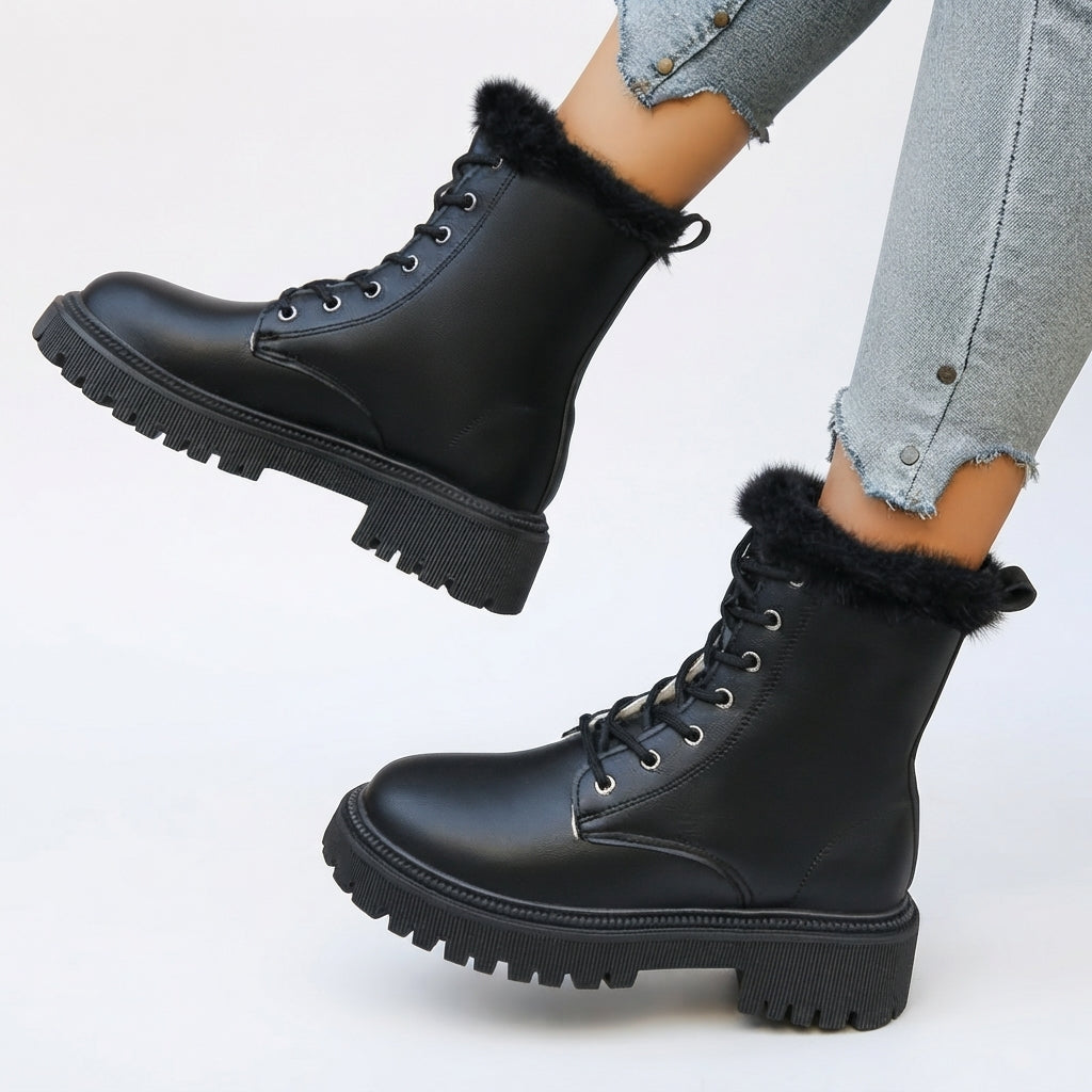 Genevieve | Cozy Fur-Lined Platform Ankle Boots for Women