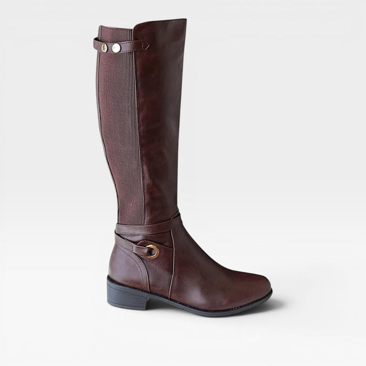 Nerissa | Polished Knee High Leather Boots Wide Fit