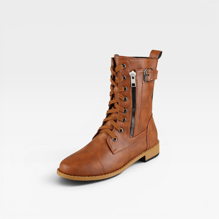 Aurelia | Rugged Combat Leather Lace Up Boots