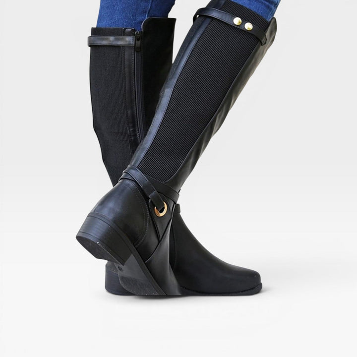 Nerissa | Polished Knee High Leather Boots Wide Fit