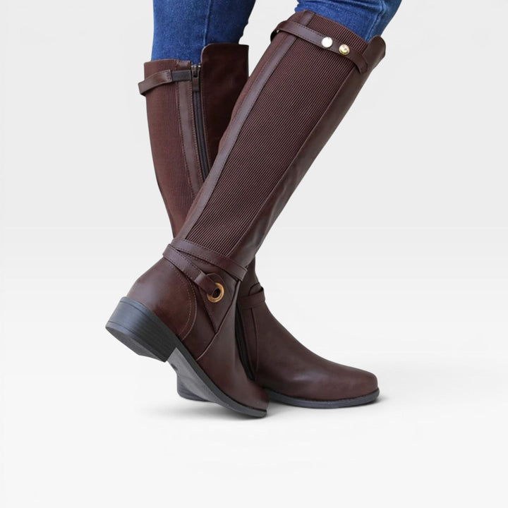 Nerissa | Polished Knee High Leather Boots Wide Fit