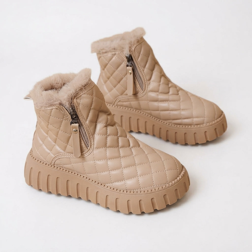 Phoebe | Warm Quilted Platform Winter Ankle Boots