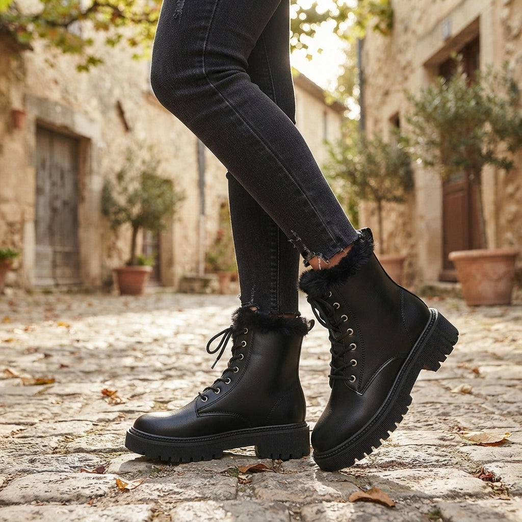Genevieve | Cozy Fur-Lined Platform Ankle Boots for Women
