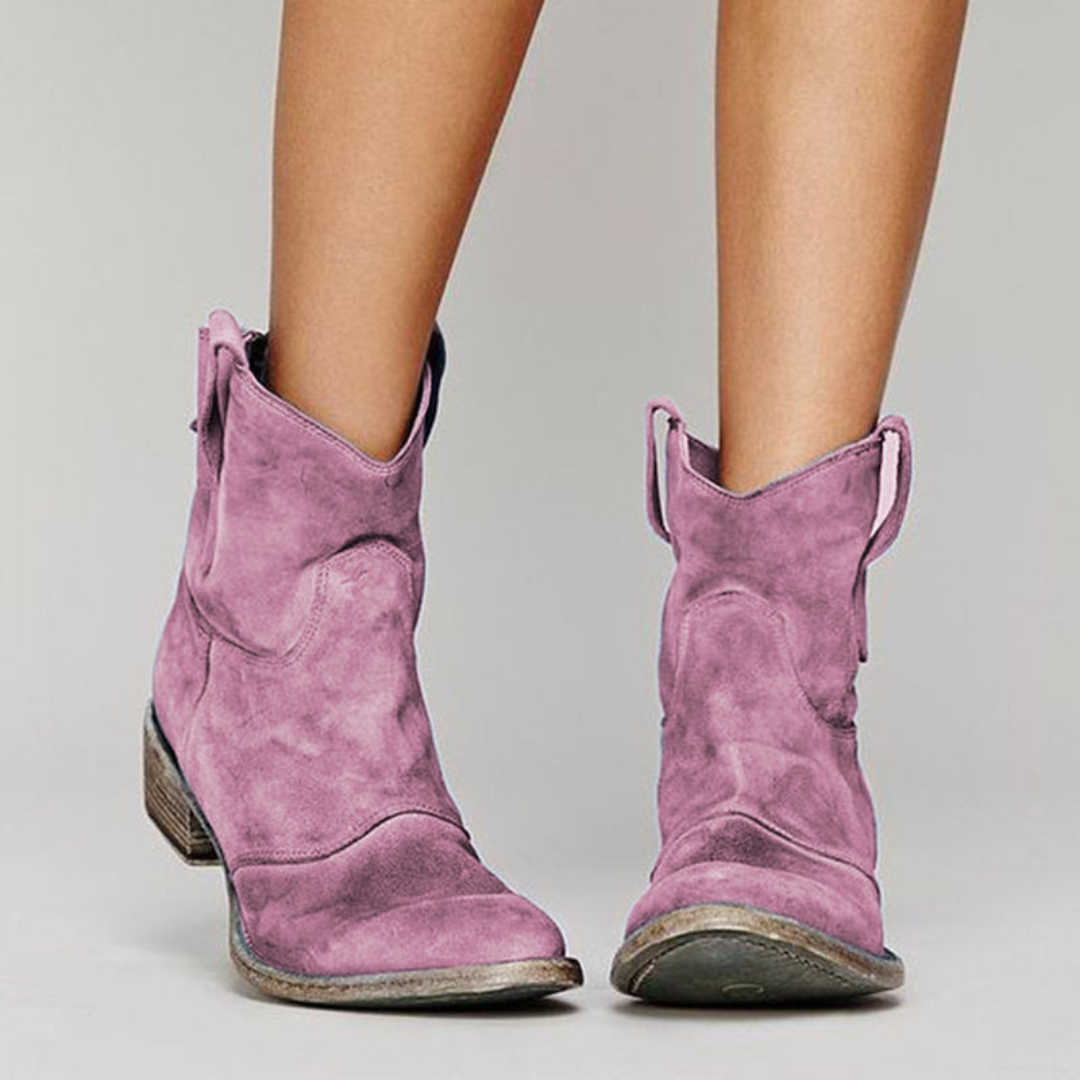 Jocosa | Relaxed Western Suede Ankle Boots