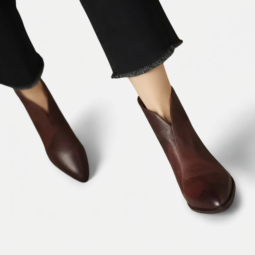 Sylvia | Refined Pointed Toe Block Heel Ankle Boots for Women