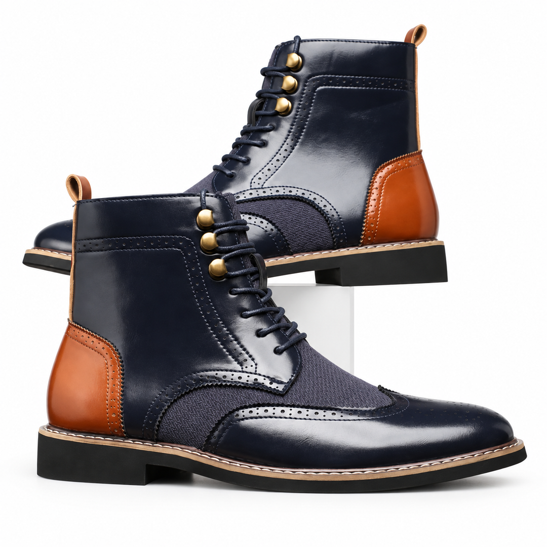 Barnaby | Classic Leather Brogue Lace-Up Ankle Boots for Men