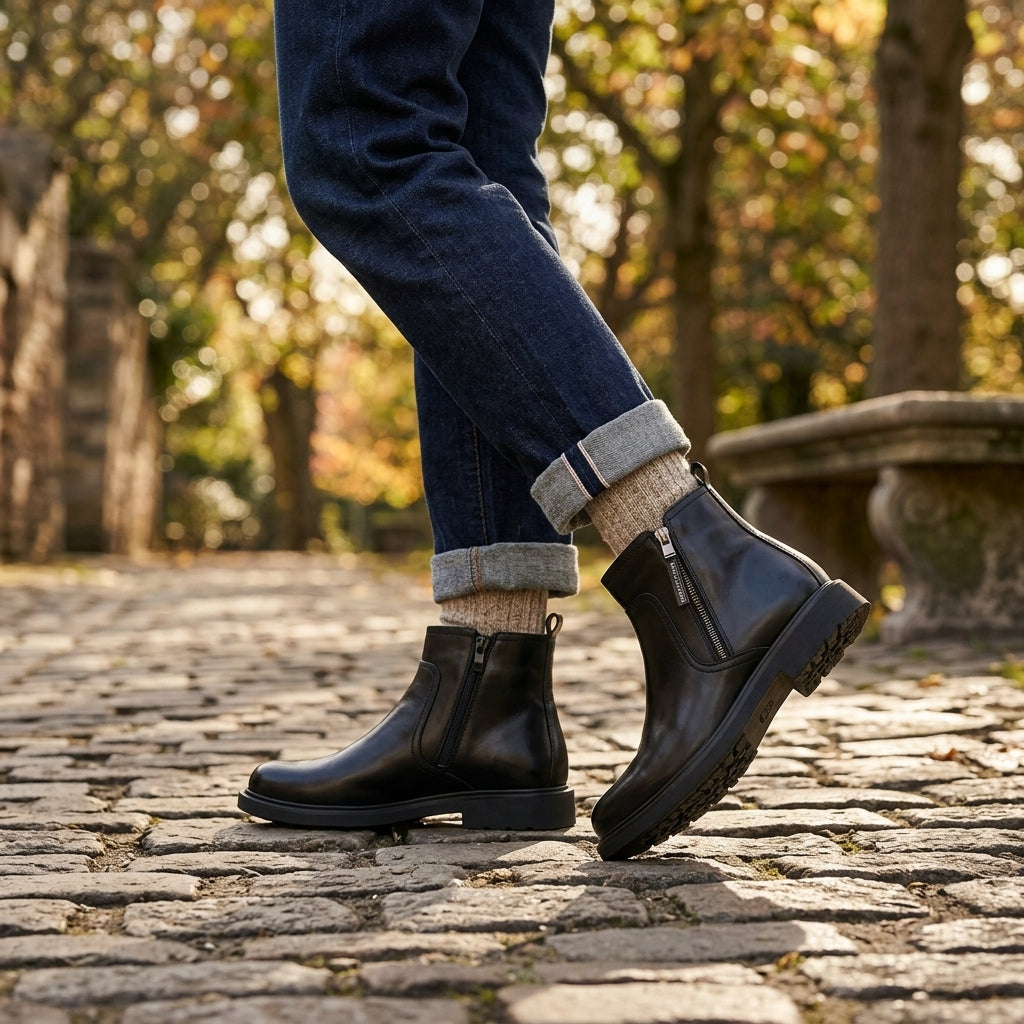 Garrett | Practical Leather Zip Ankle Boots for Men