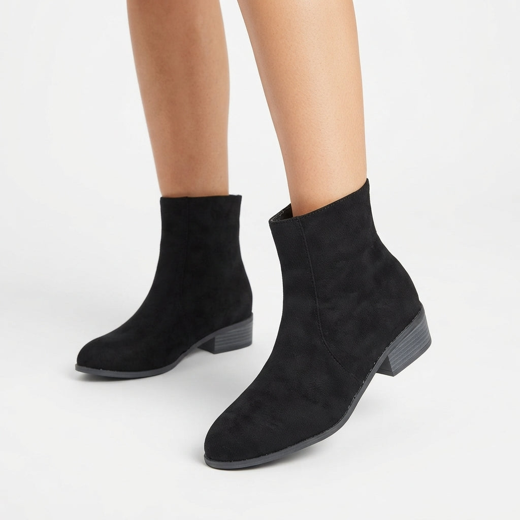 Octavia | Classic Suede-Look Heeled Ankle Boots for Women