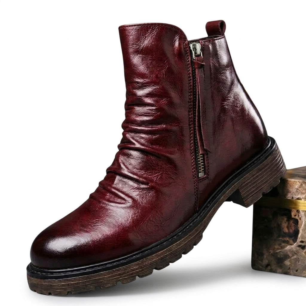 Renner | Effortless Side-Zip Slouch Leather Boots for Men