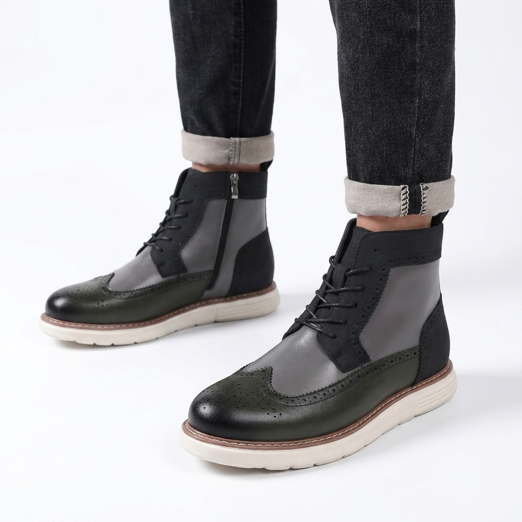 Corwin | Sharp Brogue Lace-Up Leather Ankle Boots